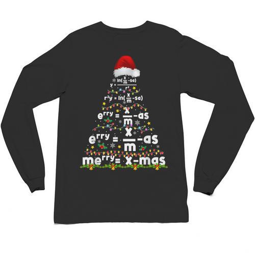 Math Equation Merry Xmas Season Teacher Christmas Tree Unisex Long Sleeve T-Shirt - teacherstshirts.com DE