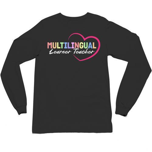 Multilingual Learner Teacher Heart Unisex Long Sleeve T-Shirt - teacherstshirts.com DE