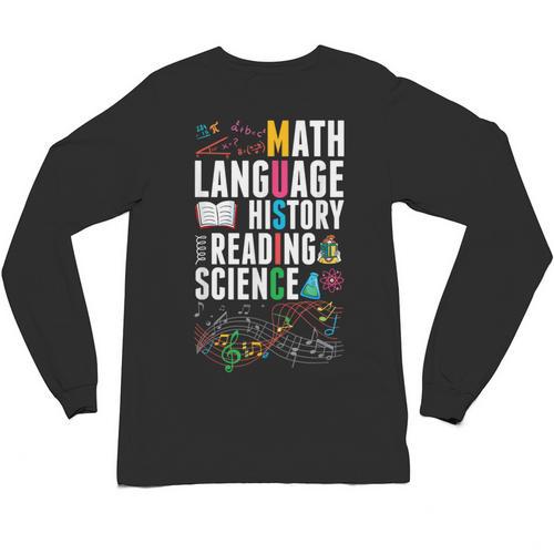 Music Teacher Music Math Language History Reading Science Unisex Long Sleeve T-Shirt - teacherstshirts.com DE