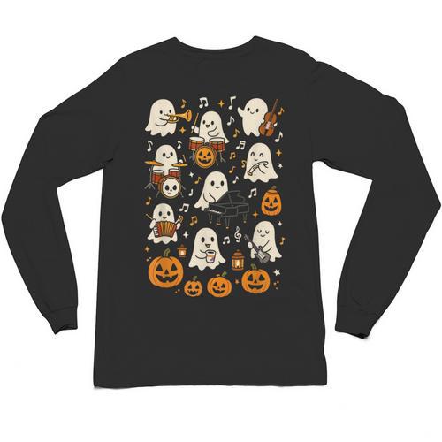 Music Teacher Orchestra Shirt Spooky Halloween Ghost Band Unisex Long Sleeve T-Shirt - teacherstshirts.com DE