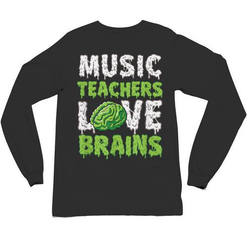 Music Teachers Love Brains Cute Teaching Halloween Unisex Long Sleeve T-Shirt - teacherstshirts.com AU
