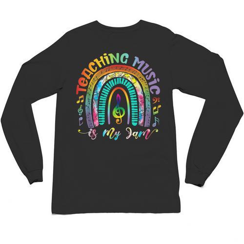 Musical Teacher Teaching Music Is My Jam Rainbow Tie Dye Unisex Long Sleeve T-Shirt - teacherstshirts.com