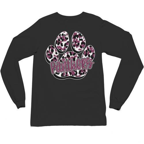 Panthers Paw Print Leopard Maroon Panther Pride Teacher Unisex Long Sleeve T-Shirt - teacherstshirts.com DE