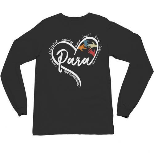 Para Heart Paraprofessional Teacher Paraeducator Unisex Long Sleeve T-Shirt - teacherstshirts.com CA