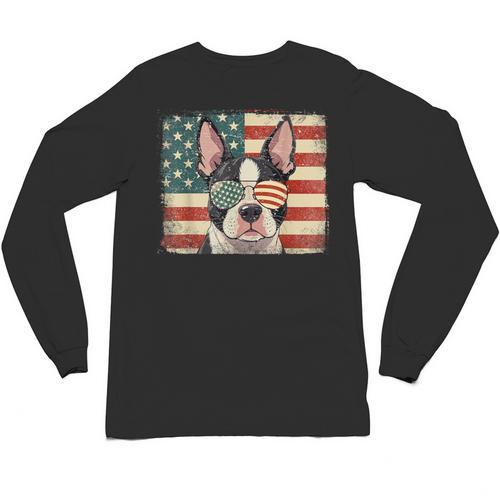 Patriotic Boston Terrier Dog Lover USA Flag 4th Of July For Men Women Kids Unisex Long Sleeve T-Shirt - Bostonterriersmerch.com