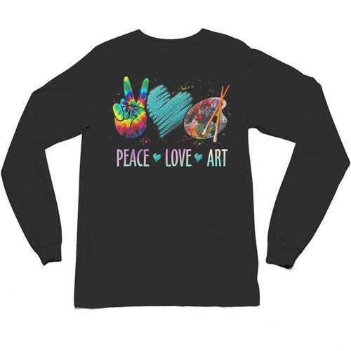 Peace Love Art Painting Palette Art Teacher Unisex Long Sleeve T-Shirt - teacherstshirts.com DE