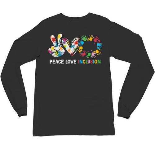 Peace Love Inclusion Sped Squad Special-Ed Teacher Daycare Unisex Long Sleeve T-Shirt - teacherstshirts.com