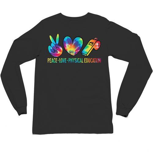 Peace Love Physical Education Tie Dye Sports PE Teacher Unisex Long Sleeve T-Shirt - teacherstshirts.com DE