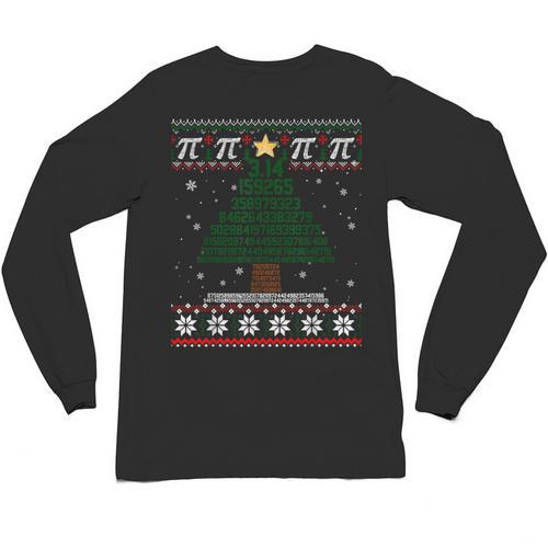Pi Tree Christmas Math Teacher Ugly Sweater Men Women Kids Unisex Long Sleeve T-Shirt - teacherstshirts.com AU