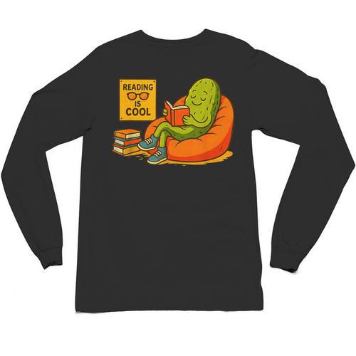 Pickle Reading Books Bookworm Teacher Librarian Kids Retro Unisex Long Sleeve T-Shirt - teacherstshirts.com AU