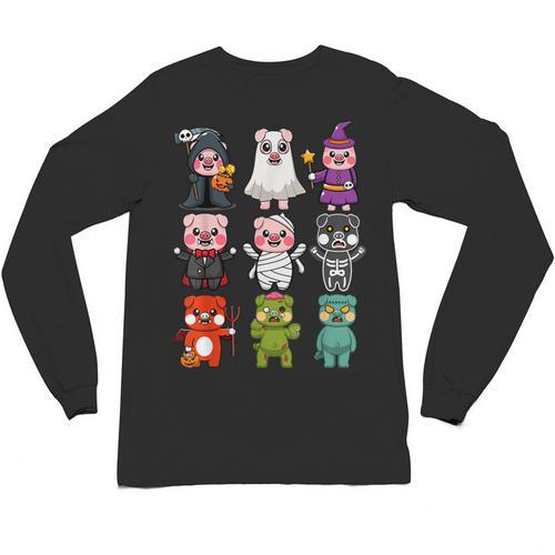 Pig Spooky Ghost Witch Boo-Jee Horror Pumpkin Pig Halloween Unisex Long Sleeve T-Shirt - Bostonterriersmerch.com