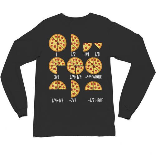 Pizza Slice Fraction Math Teacher Back To School Educational Unisex Long Sleeve T-Shirt - teacherstshirts.com
