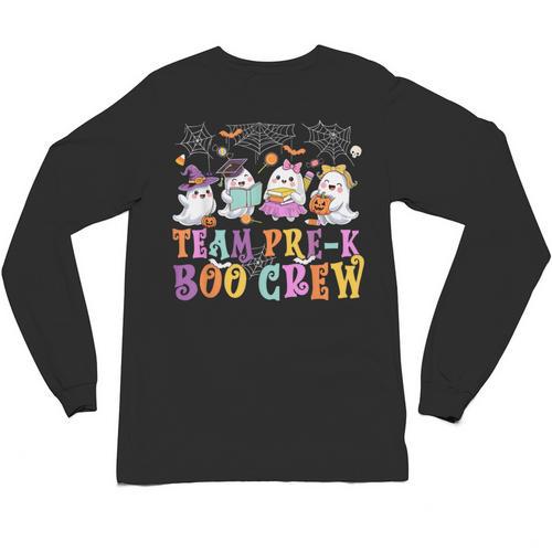 Pre-K Boo Crew Ghost Halloween Teacher Student Unisex Long Sleeve T-Shirt - teacherstshirts.com UK