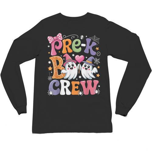 Pre-K Boo Crew Pre-K Teacher Student Kids Halloween Unisex Long Sleeve T-Shirt - teacherstshirts.com UK