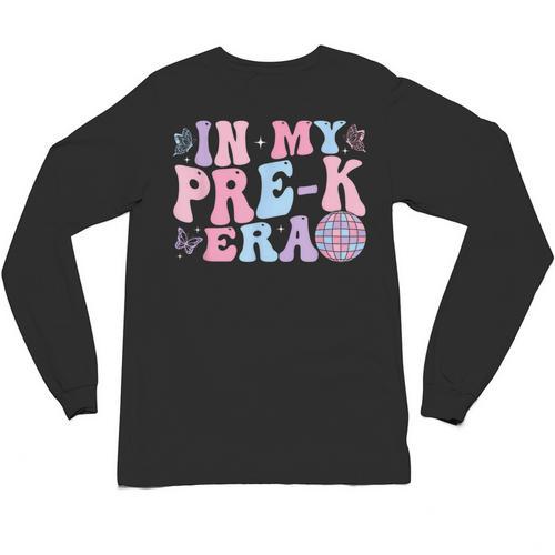 In My Pre K Era Groovy Back To School First Day Teacher Kids Unisex Long Sleeve T-Shirt - teacherstshirts.com CA