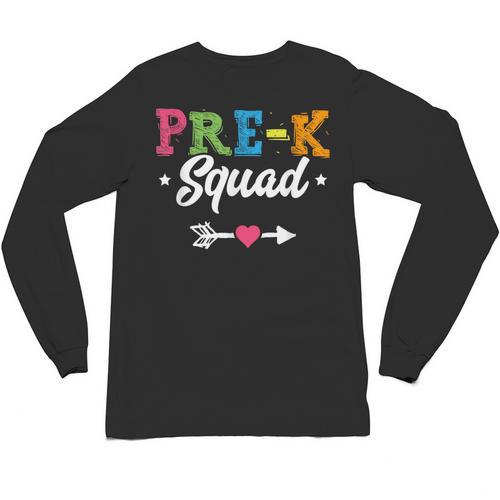 Pre-K Squad Teacher Student Kids Preschool Back To School Unisex Long Sleeve T-Shirt - teacherstshirts.com UK