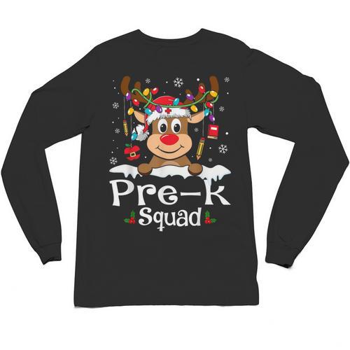 Pre-k Teacher Squad Reindeer Teacher Christmas Unisex Long Sleeve T-Shirt - teacherstshirts.com DE
