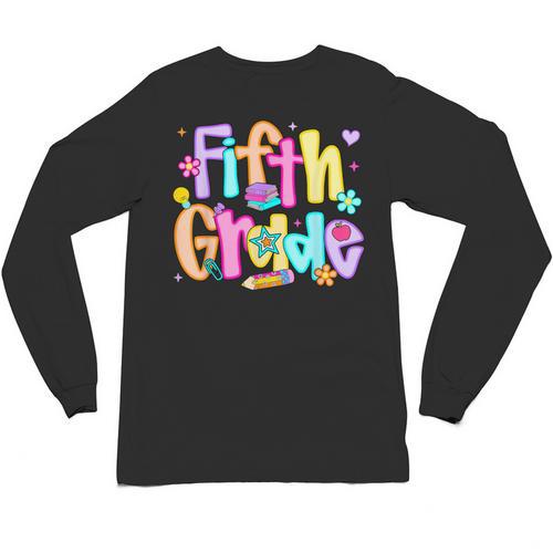 Preppy Fifth Grade Back To School 5th Grade Teacher Girl Boy Unisex Long Sleeve T-Shirt - teacherstshirts.com CA