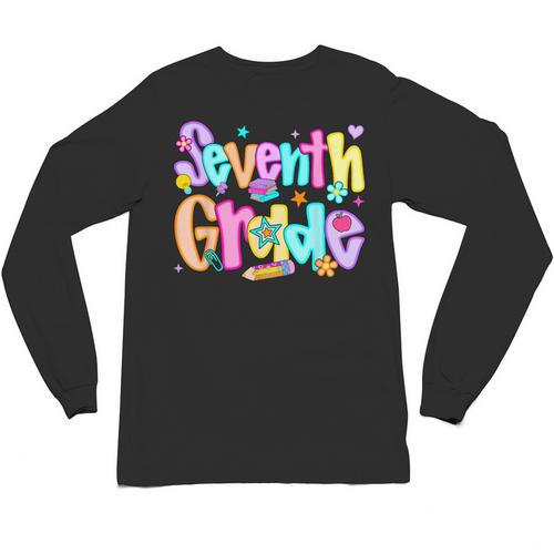 Preppy Seventh Grade Back To School 7th Grade Teachers Girls Unisex Long Sleeve T-Shirt - teacherstshirts.com AU