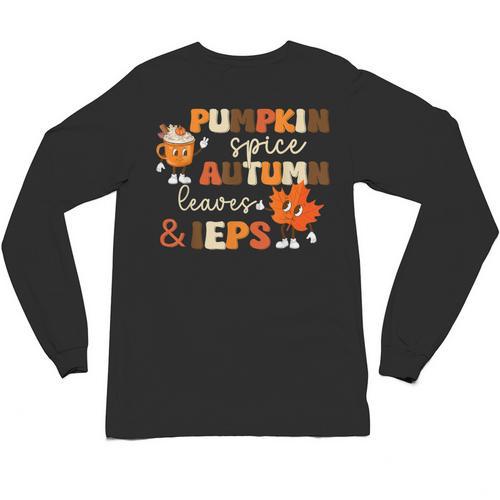 Pumpkin Spice Autumn Leaves IEPS Sped Teacher Fall Unisex Long Sleeve T-Shirt - teacherstshirts.com AU