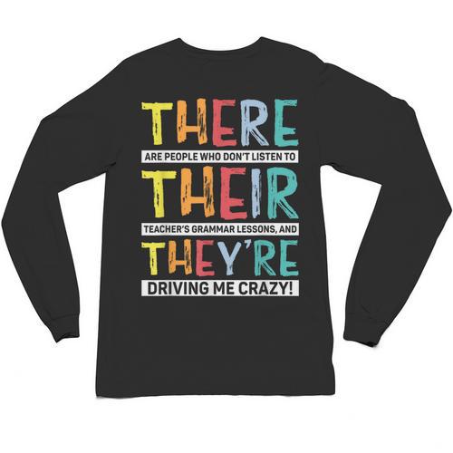There Their They’Re Grammar Joke For English Teacher Student Unisex Long Sleeve T-Shirt - teacherstshirts.com DE