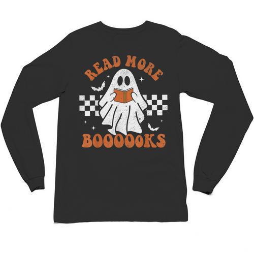 Read More Books Cute Ghost Reading Book Teacher Halloween Unisex Long Sleeve T-Shirt - teacherstshirts.com DE