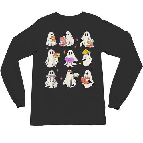 Read More Books Spooky Teacher Halloween Ghost Reading Book Unisex Long Sleeve T-Shirt - teacherstshirts.com DE