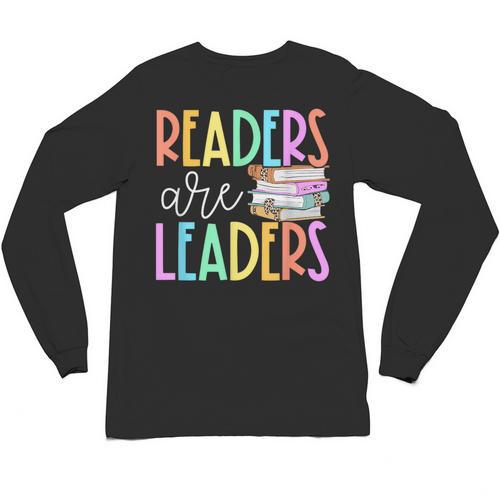 Readers Are Leaders Reading Book Lovers Teacher Women Kids Unisex Long Sleeve T-Shirt - teacherstshirts.com DE