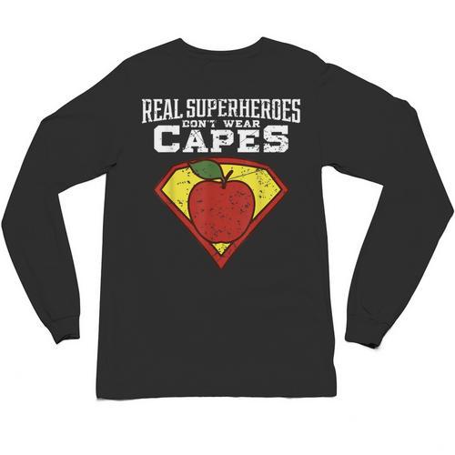 Real Superheroes Don't Wear Capes Teacher Shirt Teaching Te Unisex Long Sleeve T-Shirt - teacherstshirts.com AU
