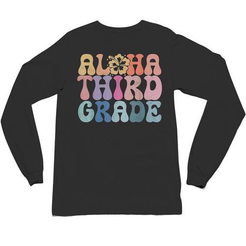 Retro Aloha Third Grade Teacher Summer Vacation Beach Hawaii Unisex Long Sleeve T-Shirt - teacherstshirts.com UK