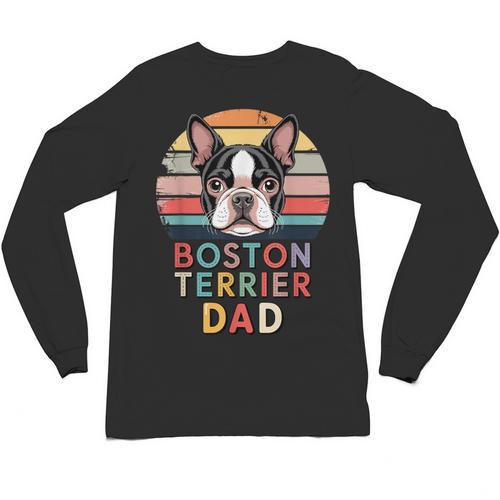 Retro Boston Terrier Dad Unisex Long Sleeve T-Shirt - Bostonterriersmerch.com