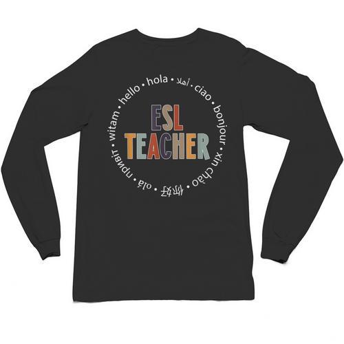 Retro ESL Teacher Teach Multilingual Learners Team Unisex Long Sleeve T-Shirt - teacherstshirts.com AU