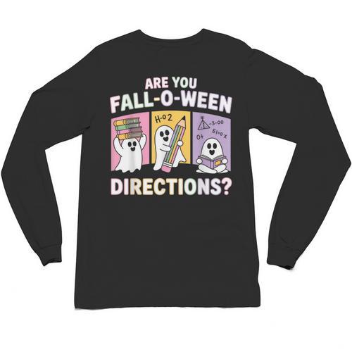 Retro Are You Fall O Ween Directions Teacher Halloween Ghost Unisex Long Sleeve T-Shirt - teacherstshirts.com DE