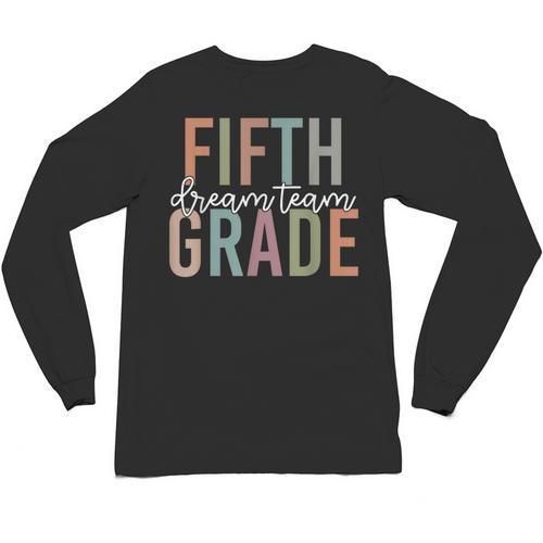 Retro Fifth Grade Dream Team Groovy Teacher Back To School Men Women Girls Kids Unisex Long Sleeve T-Shirt - teacherstshirts.com AU