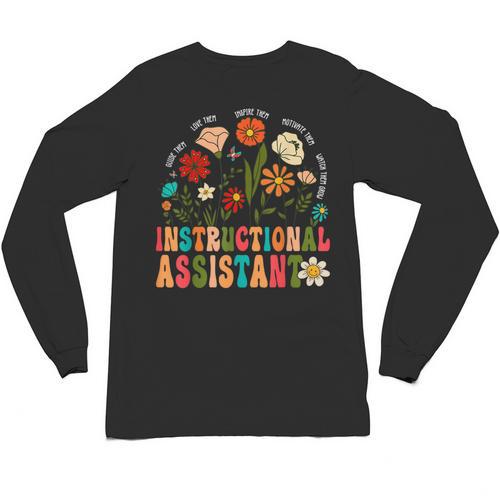 Retro Instructional Assistant Wildflowers Teacher Aide Unisex Long Sleeve T-Shirt - teacherstshirts.com AU