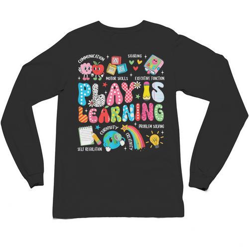 Retro Play Is Learning Kindergarten Teacher Team Women Unisex Long Sleeve T-Shirt - teacherstshirts.com AU
