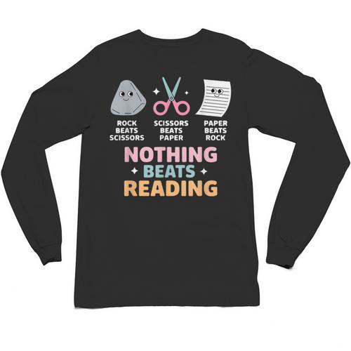 Rock Paper Scissors Teacher Librarian Nothing Beats Reading Unisex Long Sleeve T-Shirt - teacherstshirts.com AU