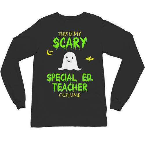 Scary Special Education Ed Teacher Costume Halloween Easy Unisex Long Sleeve T-Shirt - teacherstshirts.com DE