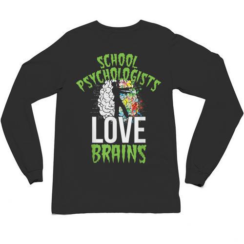 School Psychologists Love Brains Halloween Teacher Counselor Unisex Long Sleeve T-Shirt - teacherstshirts.com AU