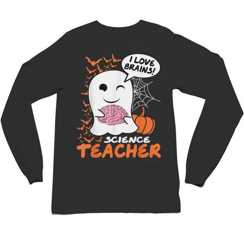 Science Teacher Cute Ghost Halloween Teacher Men Women Unisex Long Sleeve T-Shirt - teacherstshirts.com AU