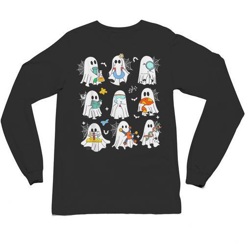Science Teacher Ghost Laboratory Halloween Teacher Unisex Long Sleeve T-Shirt - teacherstshirts.com DE