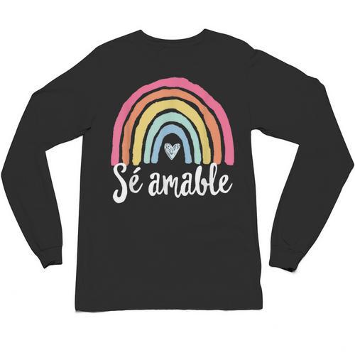 Sé Amable Spanish Bilingual Teacher Be Kind Boho Rainbow Unisex Long Sleeve T-Shirt - teacherstshirts.com AU