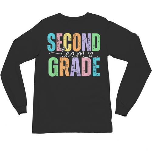 Second Grade Team Heart Teacher Student Back To School Girls Unisex Long Sleeve T-Shirt - teacherstshirts.com DE