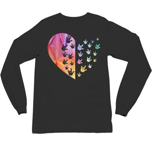 Sign Language Heart ASL For Deaf Teacher Unisex Long Sleeve T-Shirt - teacherstshirts.com AU