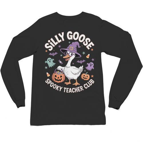 Silly Goose Spooky Teacher Club Halloween Witch Ghost Unisex Long Sleeve T-Shirt - teacherstshirts.com CA
