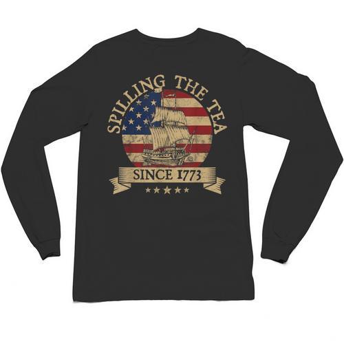 Spilling The Tea Since 1773 Vintage Us History Teacher Unisex Long Sleeve T-Shirt - teacherstshirts.com AU