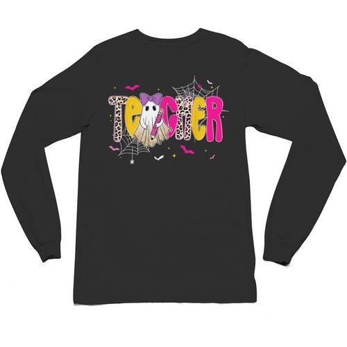 Spooky Halloween Teacher Para Counselor SPED Preppy Boo Kids Unisex Long Sleeve T-Shirt - teacherstshirts.com UK