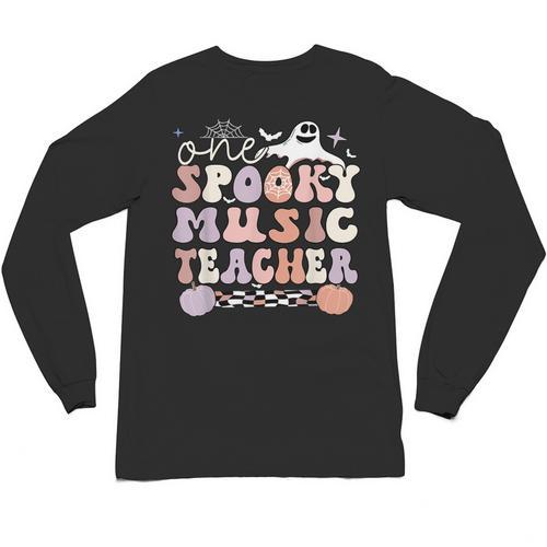 Spooky Music Teacher Halloween Music Teaching Men Women Unisex Long Sleeve T-Shirt - teacherstshirts.com