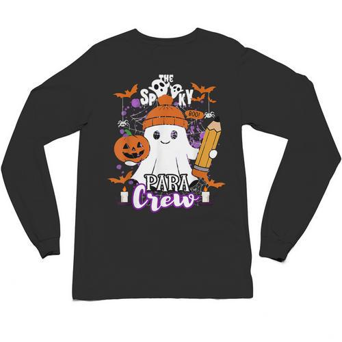 Spooky Para Crew Ghost Halloween Paraprofessional Teacher Unisex Long Sleeve T-Shirt - teacherstshirts.com