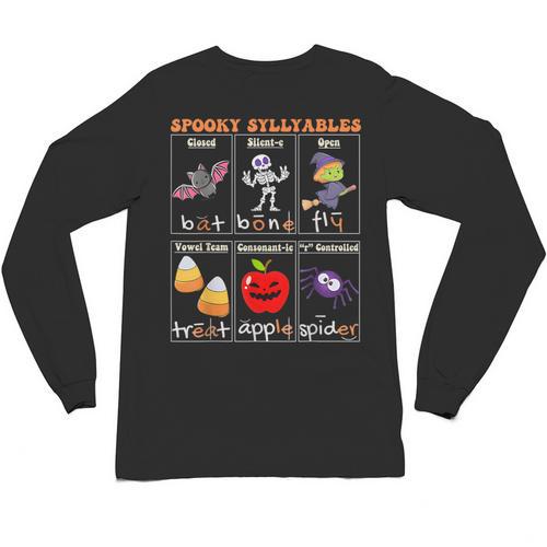 Spooky Syllables Halloween Teacher Student Education Unisex Long Sleeve T-Shirt - teacherstshirts.com AU